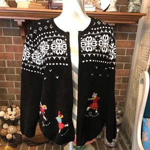 Alfred Dunner XL Cardigan IceSkaters Christmas